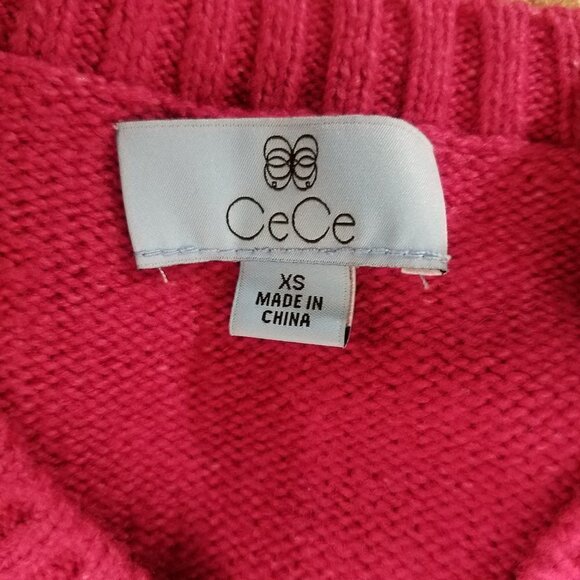 NEW Cece XS Pullover Sweater Crew Neck Cable knit Long sleeves in Passion Pink - Picture 7 of 9